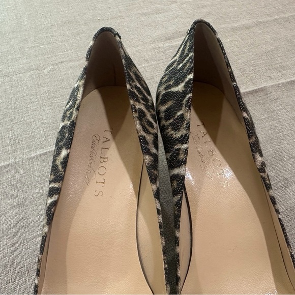 Talbots shoes Animal Leopard Print Leather Black Bow Front high Heels size  6.5 - Picture 5 of 7